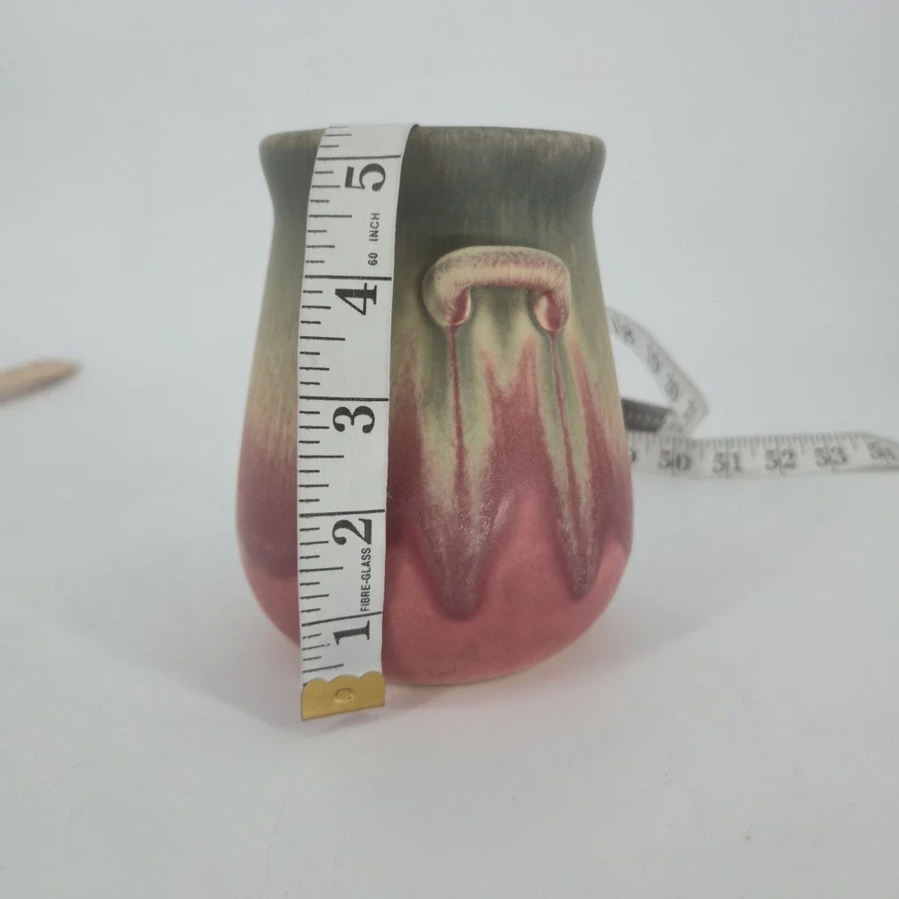 Falcon Ware 676 Vase Thomas Lawrence England Pink Green Drip Glaze 5.5